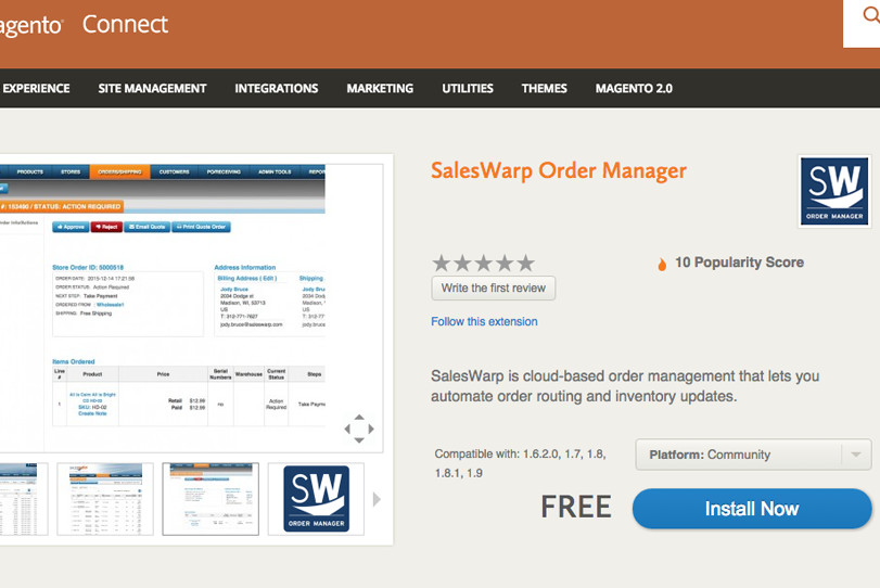 SalesWarp Order Manager Extension on Magento Connect